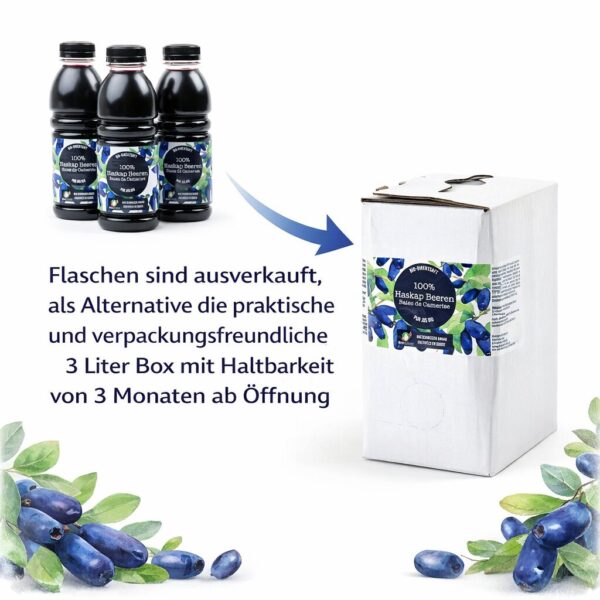 Bio Haskap 100 % Direktsaft 6 X 500Ml Pet (Alternative 3 Liter Box)
